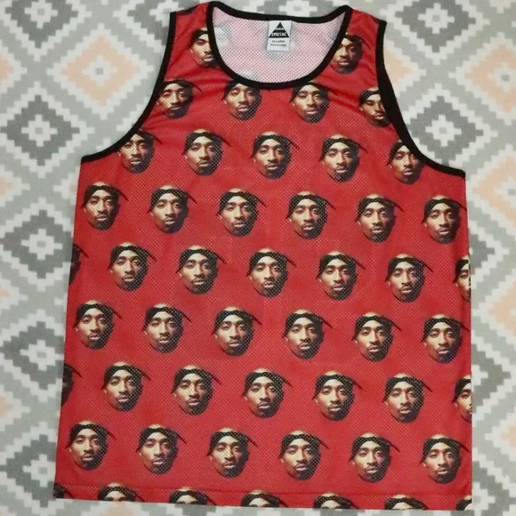1991inc Tupac 2-Pac Head Print Mesh Tank Shirt Sz XXL Men - Picture 2 of 5